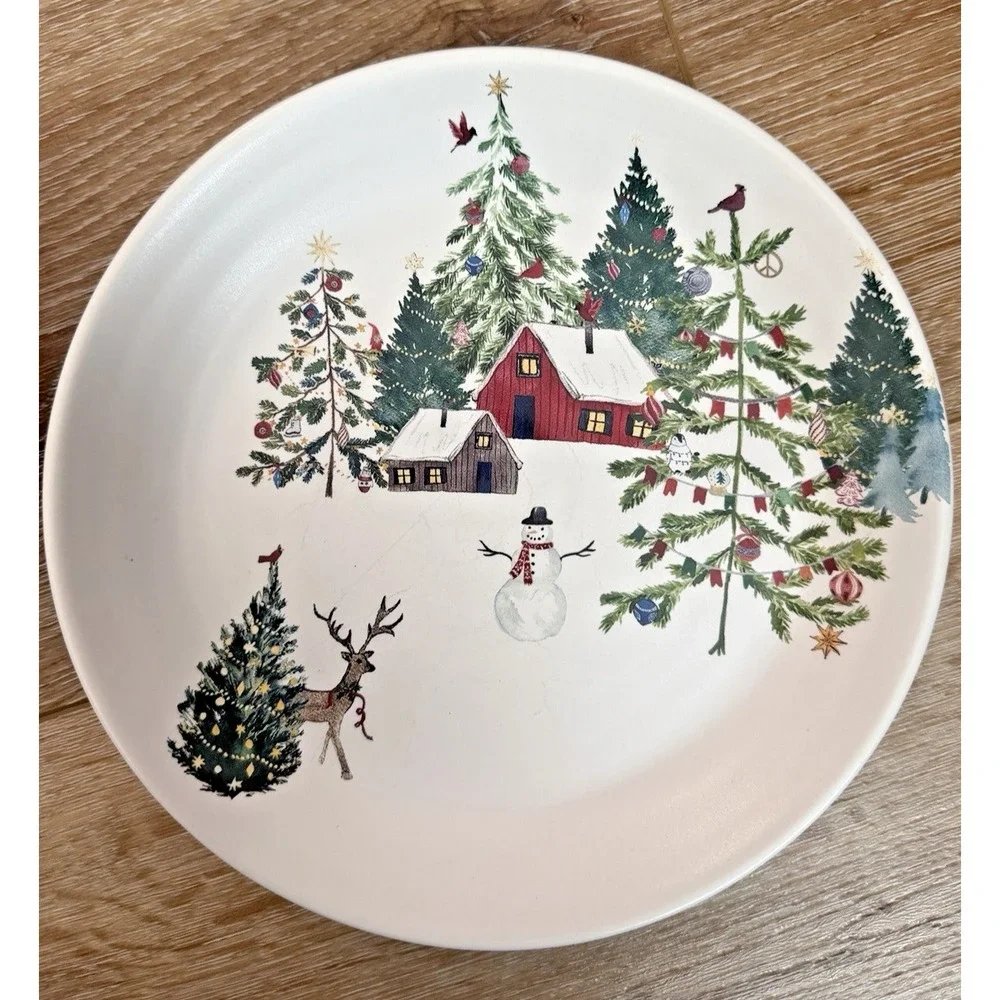 Pottery Barn Christmas in the Country Salad Plates Set 4 9
